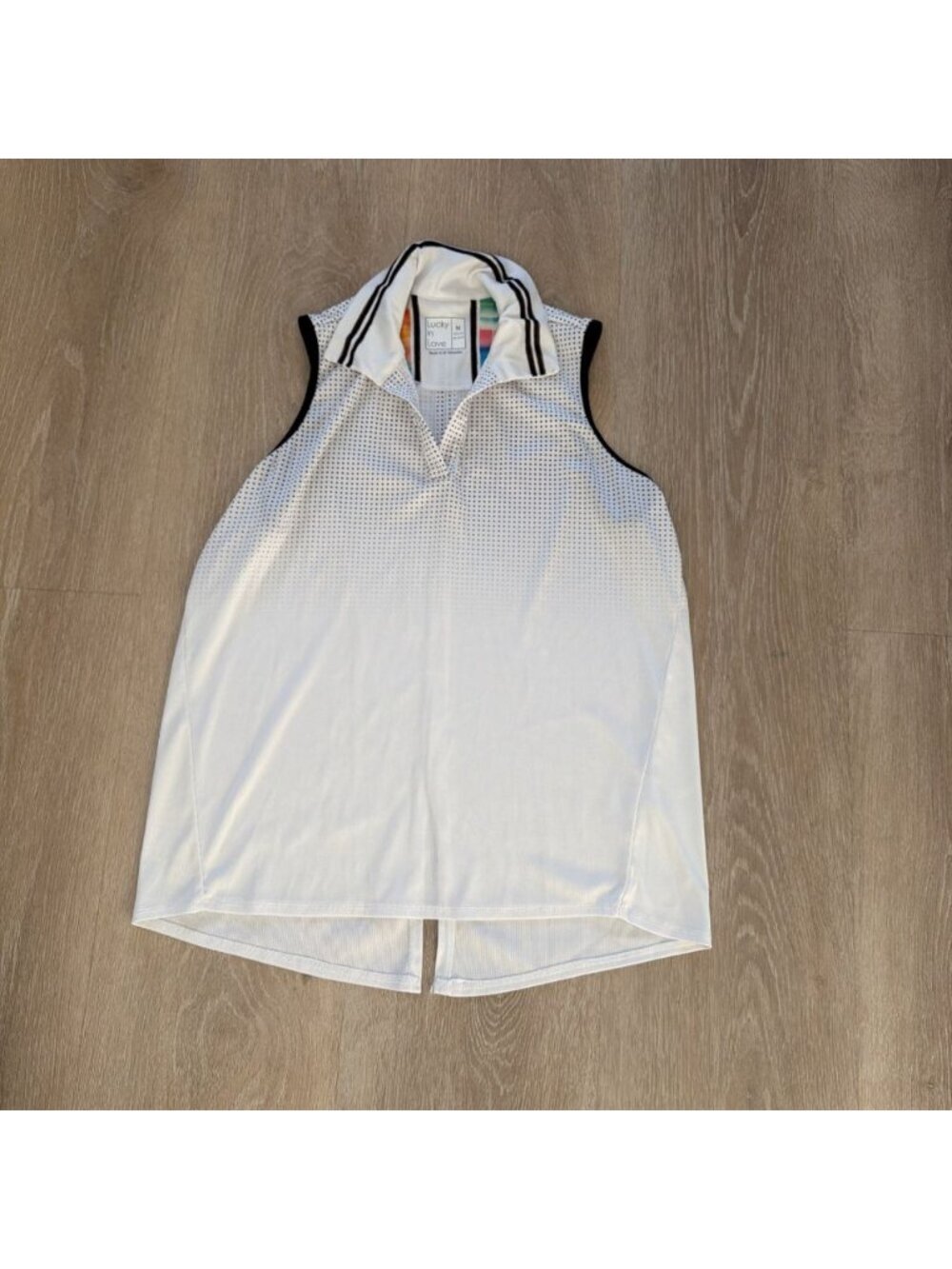 Lucky in Love Women's Tennis Golf Polo Sleeveless Shirt White Size M (Y10) - Picture 1 of 6